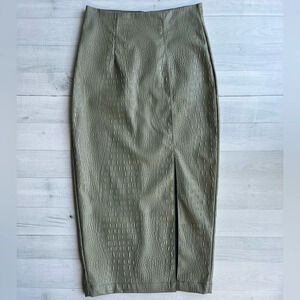 NWT Missguided Sage Faux Crocodile Leather Maxi Skirt Size US 4